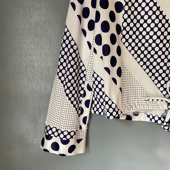 Vintage Women's 16 Blouse STYLE RITE Polka Dot Navy White Retro Secretary MCM - Picture 6 of 10